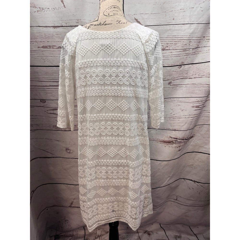 Rabbit Rabbit Rabbit Designs White Geometric Lace Sheath Dress Large R1D741L09BJ - Picture 4 of 4